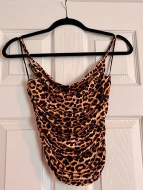 Nasty Gal - Ruched Corset Top - Leopard